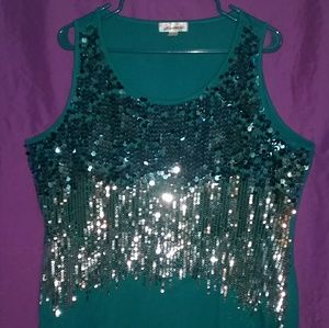 Dressbarn teal tank w/sequins