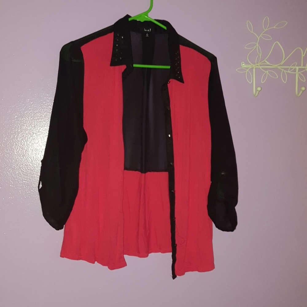 Red & Black Button Down Shirt