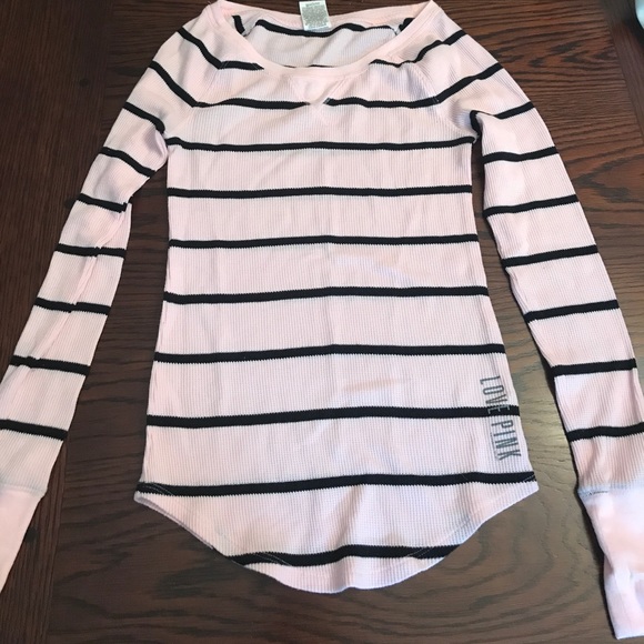 PINK Black and baby pink stripe long sleeve - Picture 1 of 4