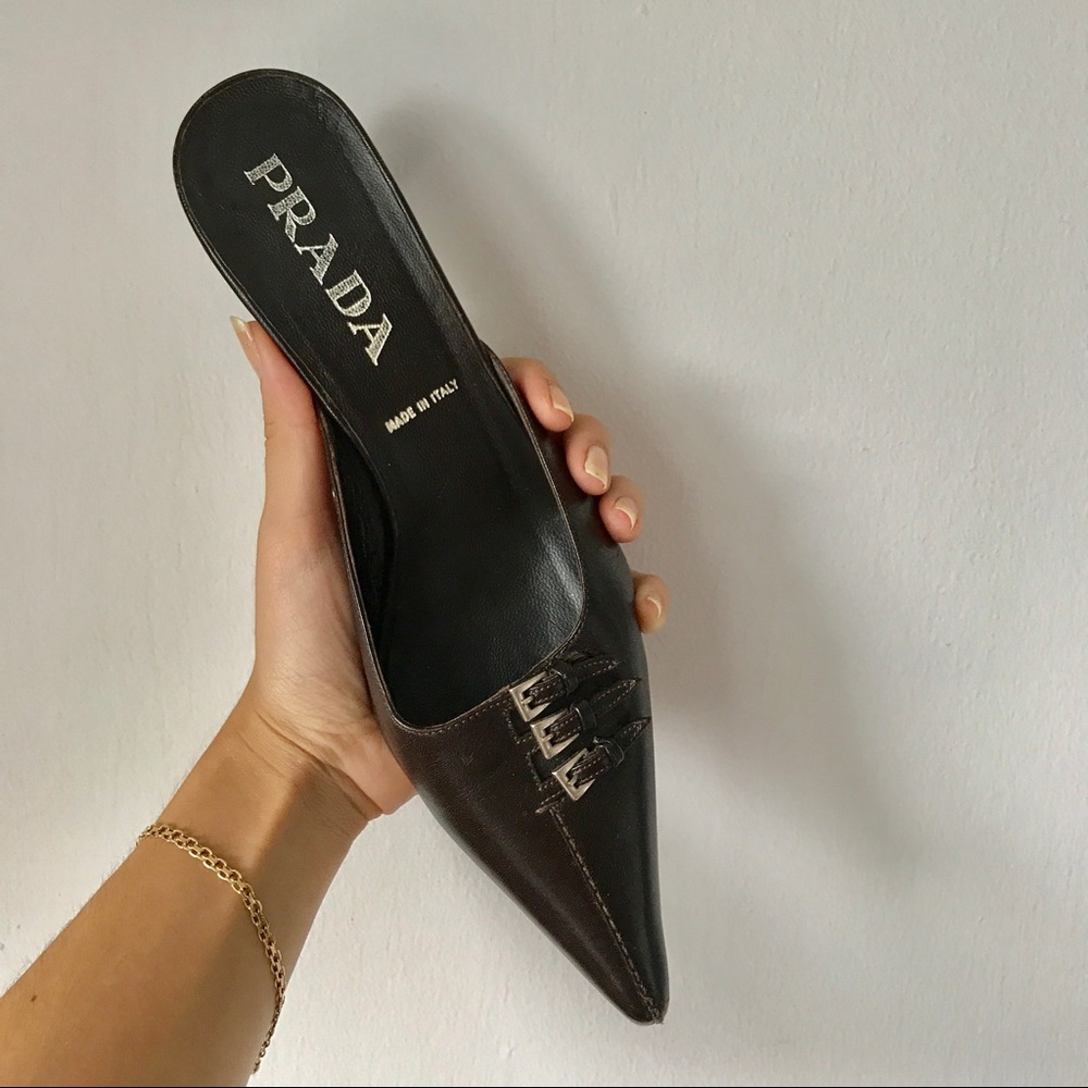 Prada kitten heel mules