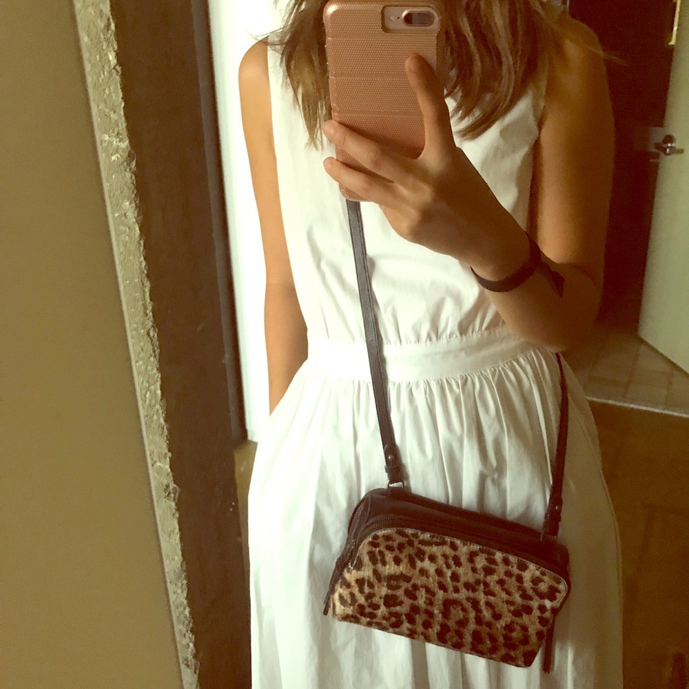 Leopard print fur madewell mini cross body bag