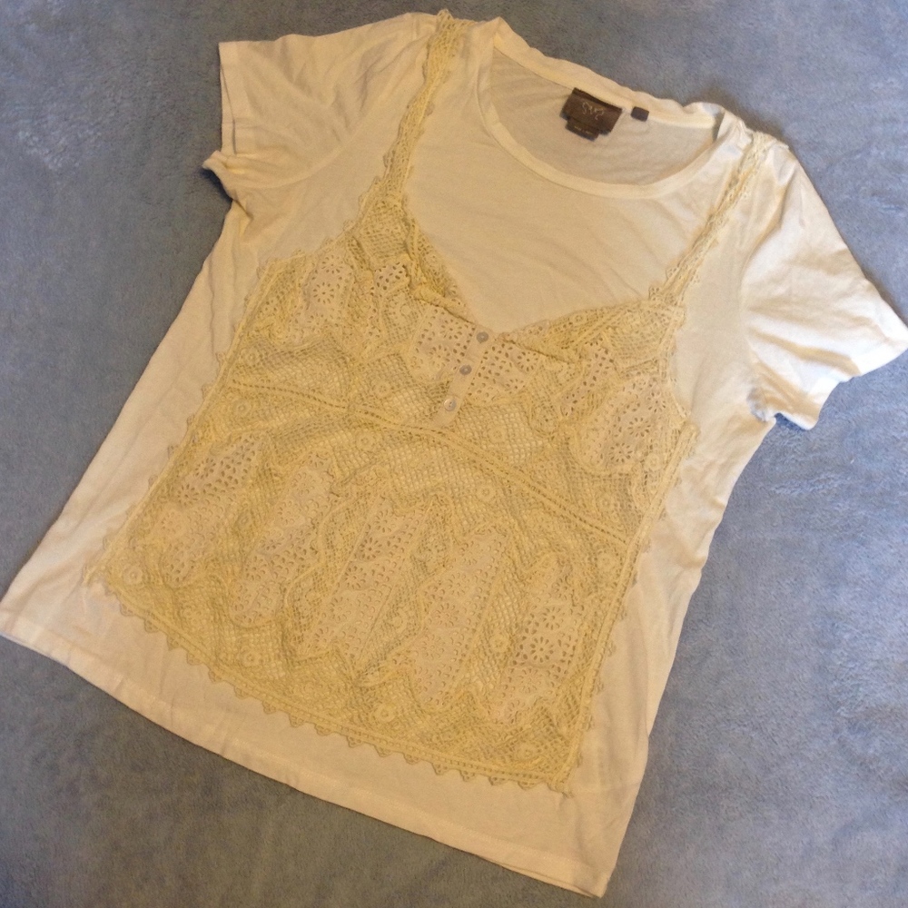 Anthro Vanessa Virginia crochet corset tee