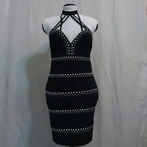 Caged Neck Little Black Dress NWOT