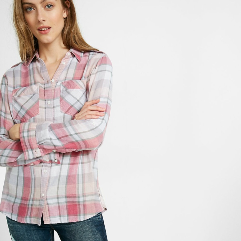 Plaid button down shirt