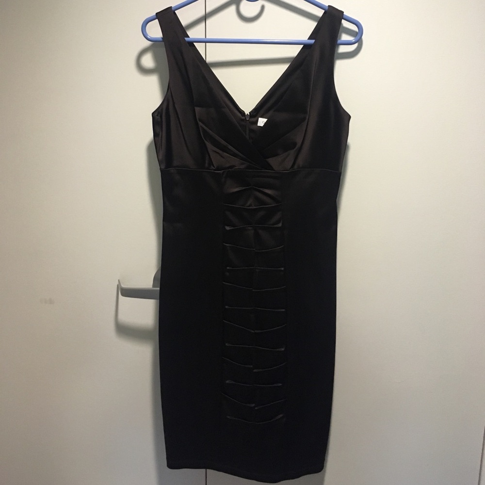Calvin Klein Stretch Satin Brown Cocktail Dress