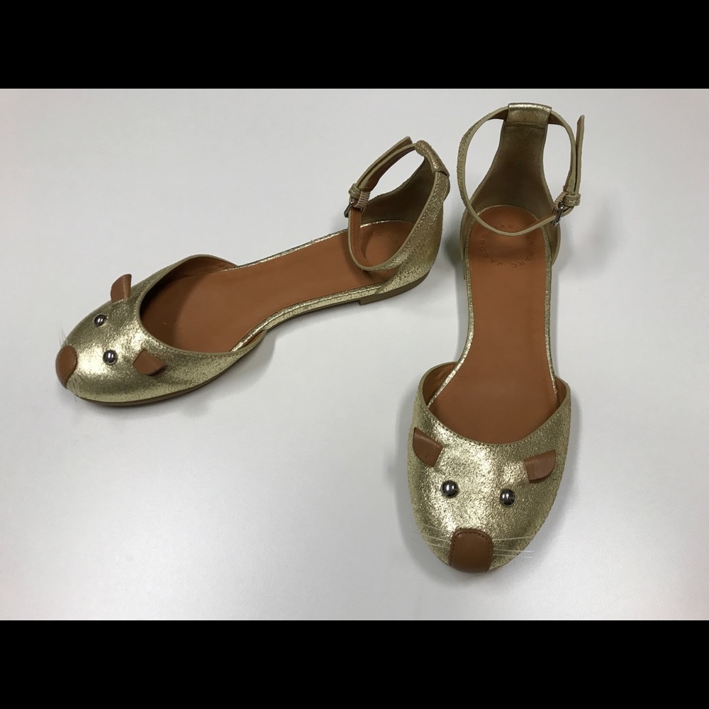 Women's size 6 gold Marc Jacobs Mouse Flats
