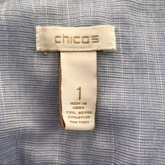 LAST $ DROP! CHICOS COLLARD BLOUSE ROLL TAB SLEEVE - Picture 3 of 8