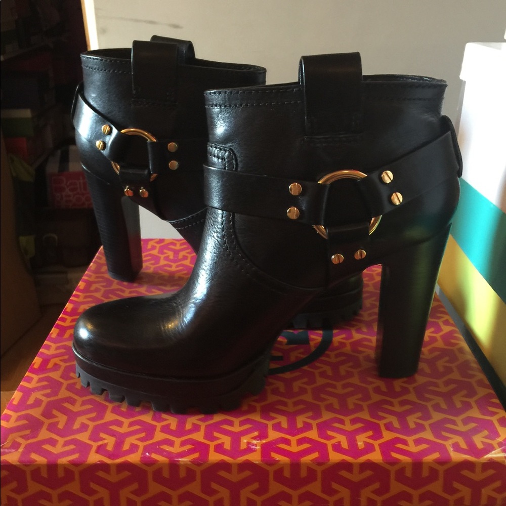 Tory Burch black leather ankle boots