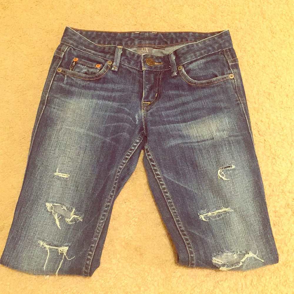 Ripped straight leg jeans