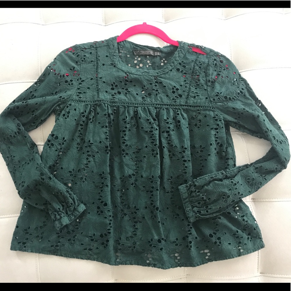 long sleeve hunter green  lace top