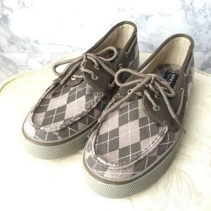 Sperry Top-sider Grey and Pink Argyle Deck Shoes