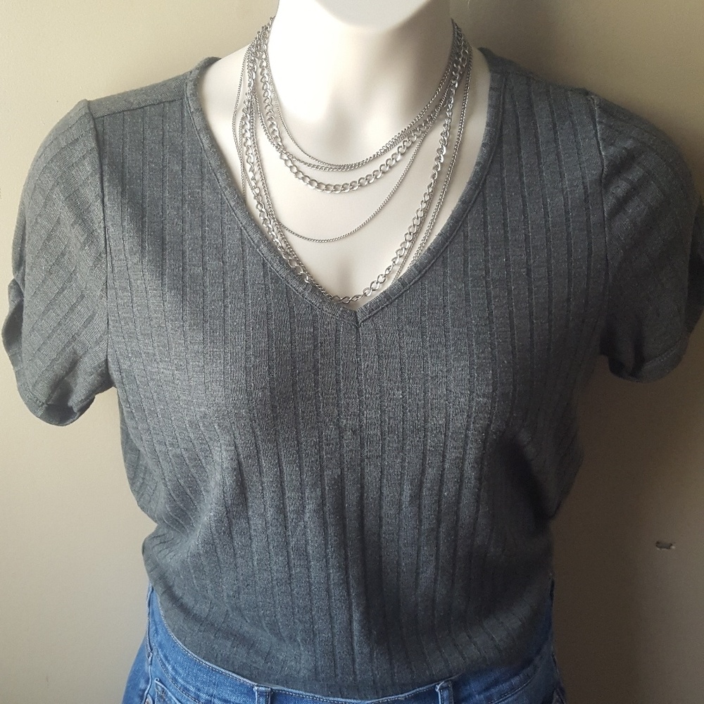 Striped V neck