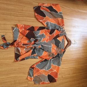 Kimono pattern chiffon tie top