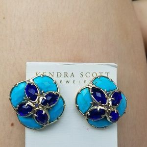 Kendra Scott Turquoise & Sapphie Gold Earrings