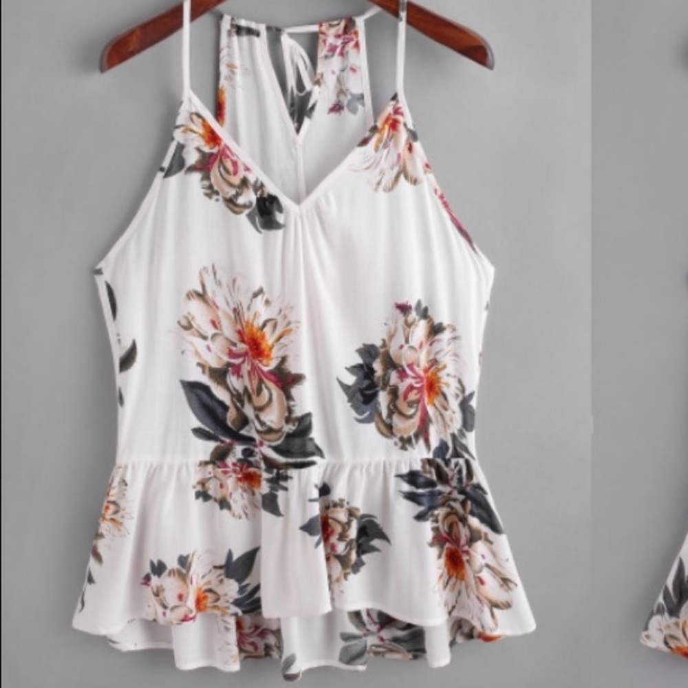 Flower print keyhole tank