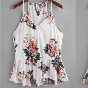 Flower print keyhole tank