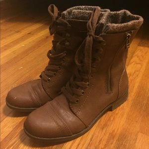 Brown combat boots