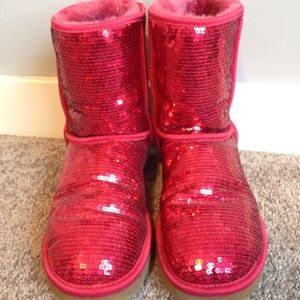 Authentic Red Sequin Glitter Uggs