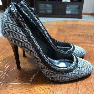 GUC WHBM tweed stiletto pumps.
