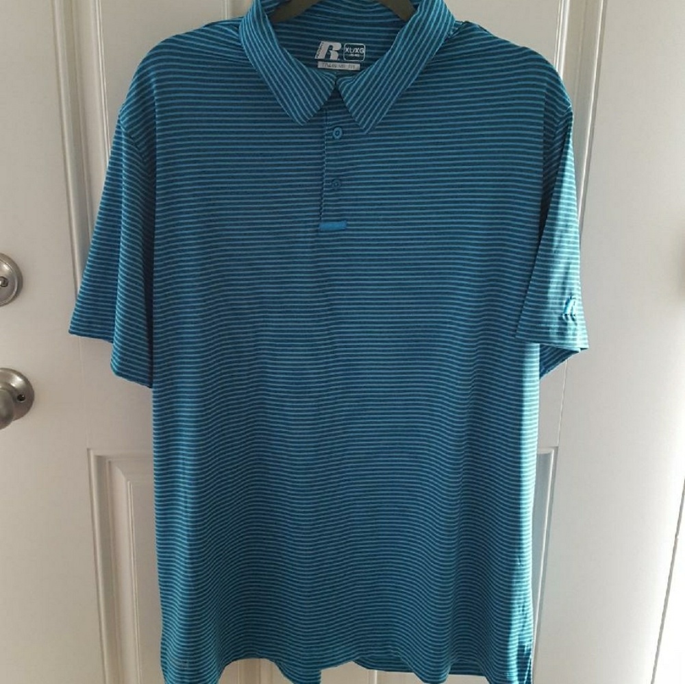 Teal stripped collared short sleeve training shirt