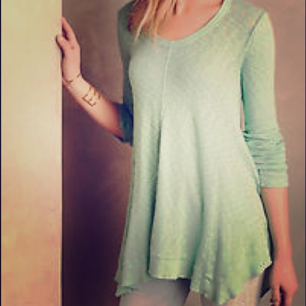 Anthropologie mint green left of center tee