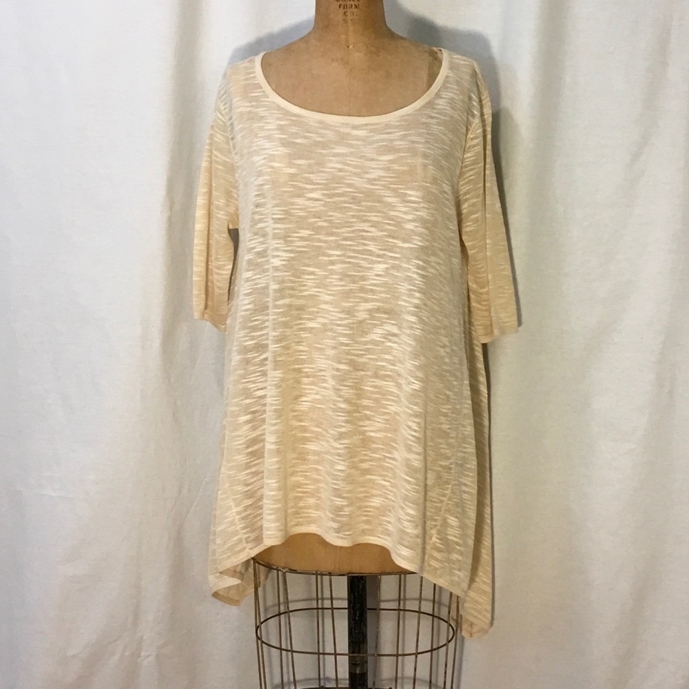 buttercup yellow slubby sweater knit 3/4 slv tunic