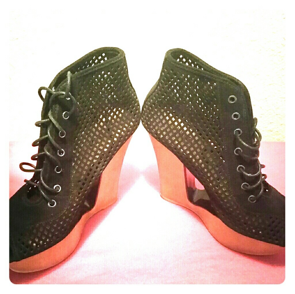 Black Platform Ankle Boot Heels