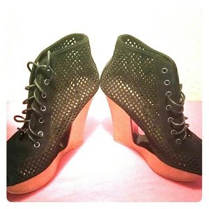 Black Platform Ankle Boot Heels