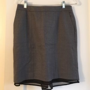 LOFT gray wool skirt with black mesh hem -4-NWT!