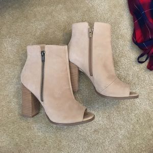 Aldo sand suede open toe booties 6.5