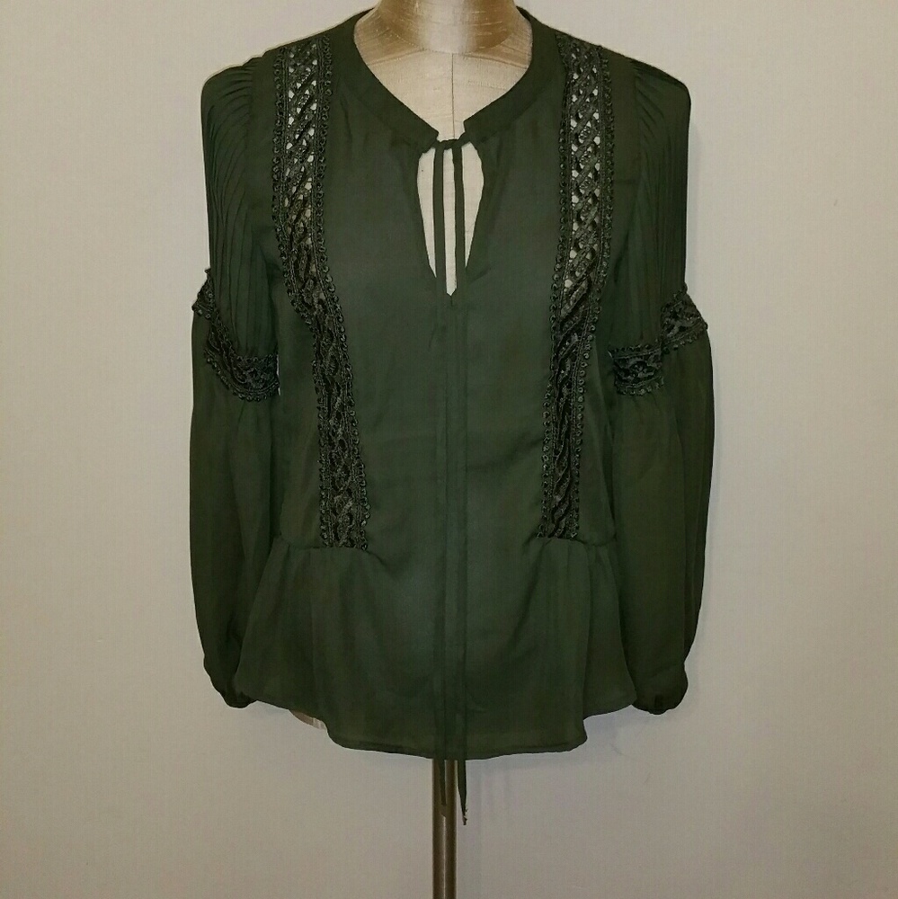 Lace-Trim Peasant Blouse