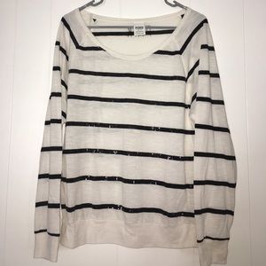 PINK Glittered Stripes Long-sleeve Tee