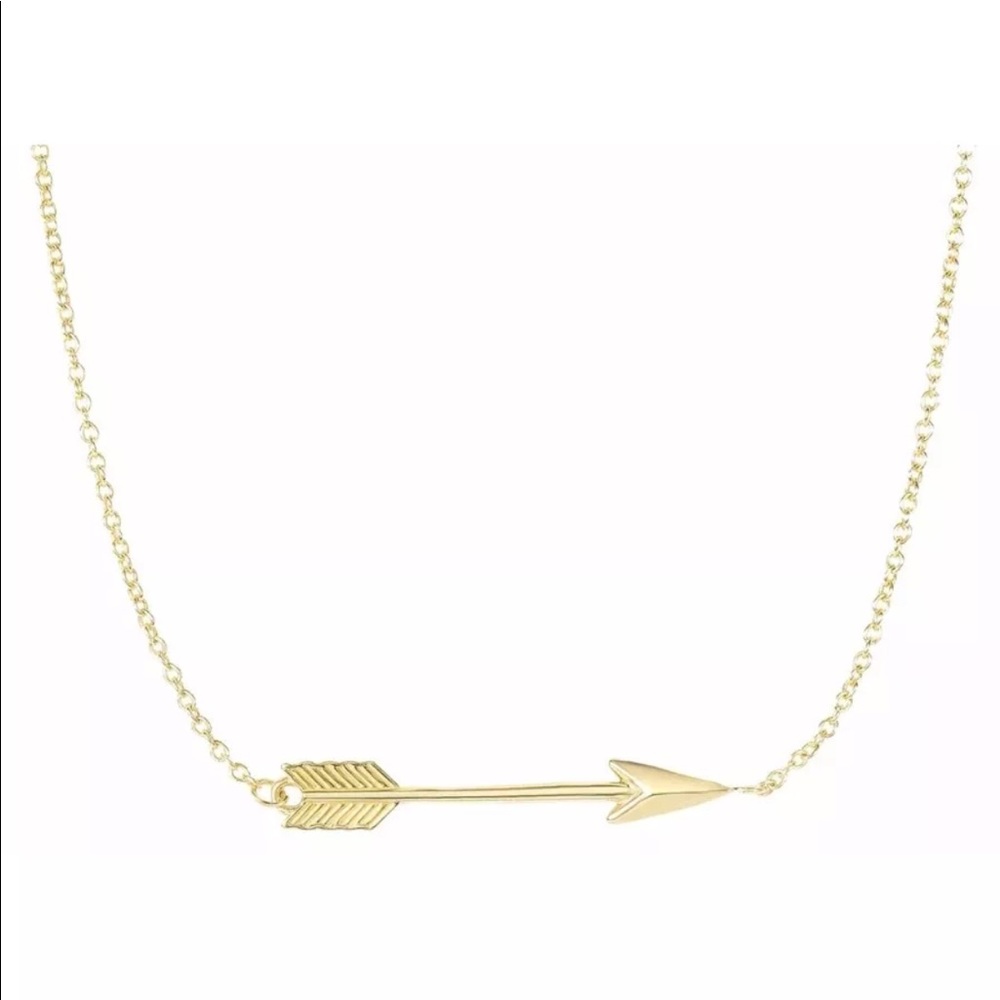 RARE Real 14K Yellow Gold Necklace Arrow Charm