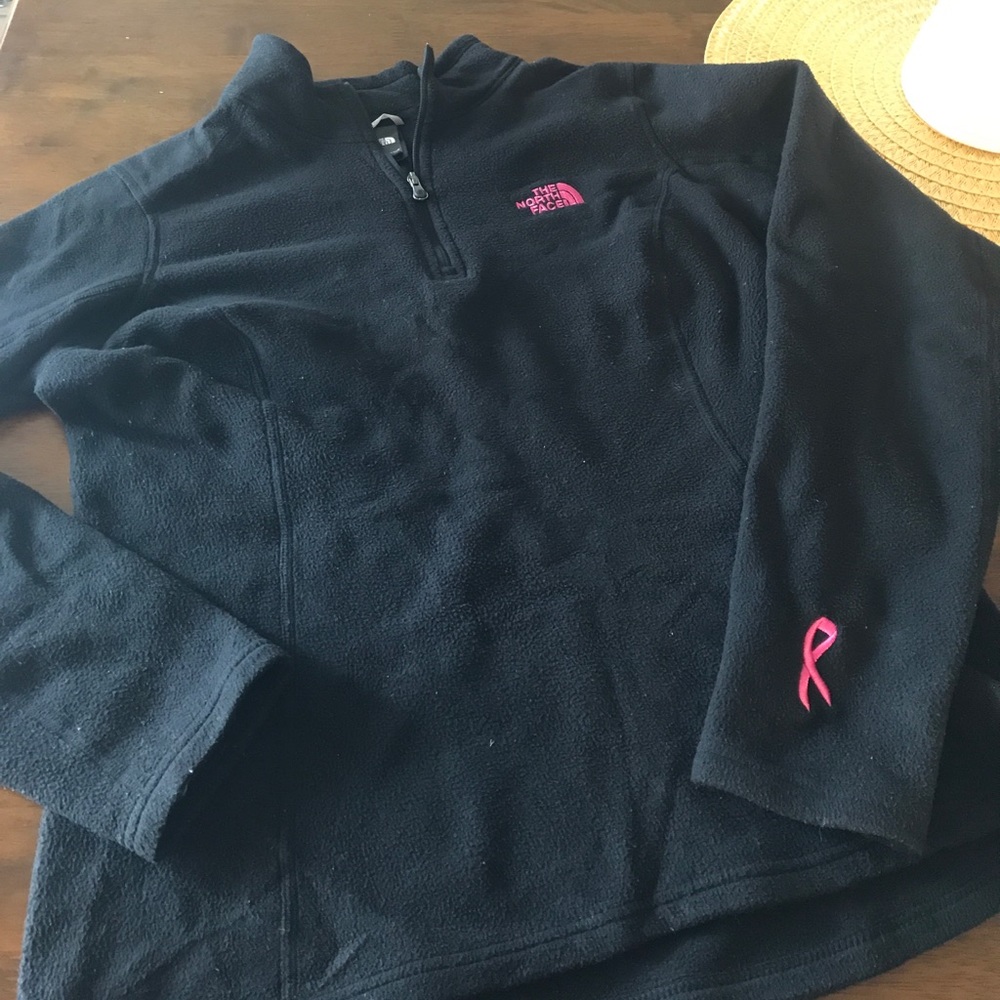 North face black fitted pullover; size M