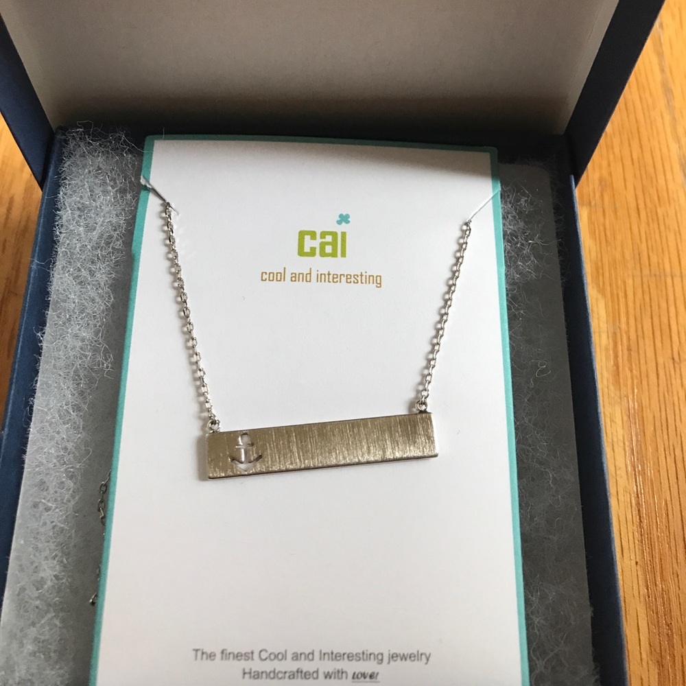 silver bar anchor necklace