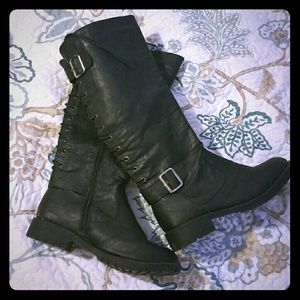 Lace up black boots