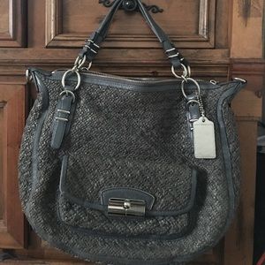 Coach Woven Leather Kristin Round Satchel Bag