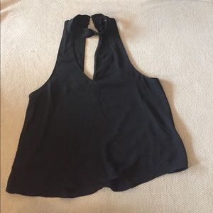 High-necked top with keyhole cut out