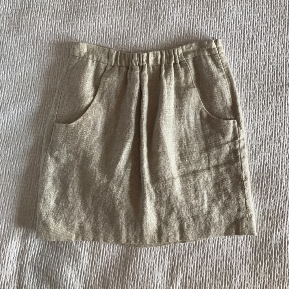 LOFT Linen Textured Woven Skirt, Lined w/ Pockets