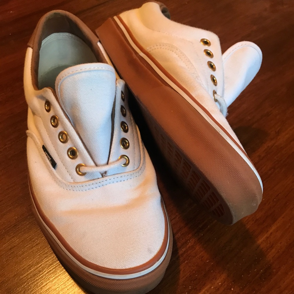 Vans Canvas white & Tan leather sneaker