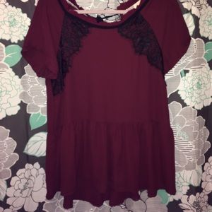 Maroon polyester top size large