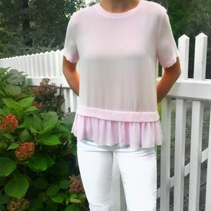 Elizabeth and James T-Shirt Blouse w/ Ruffle Hem