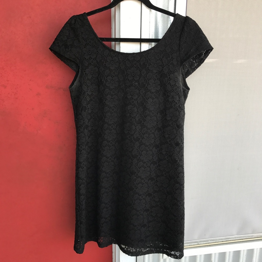 lacy netted black dress
