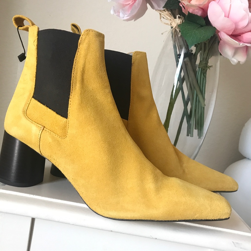 Zara Mustard Yellow Leather Ankle Boot - Picture 5 of 8