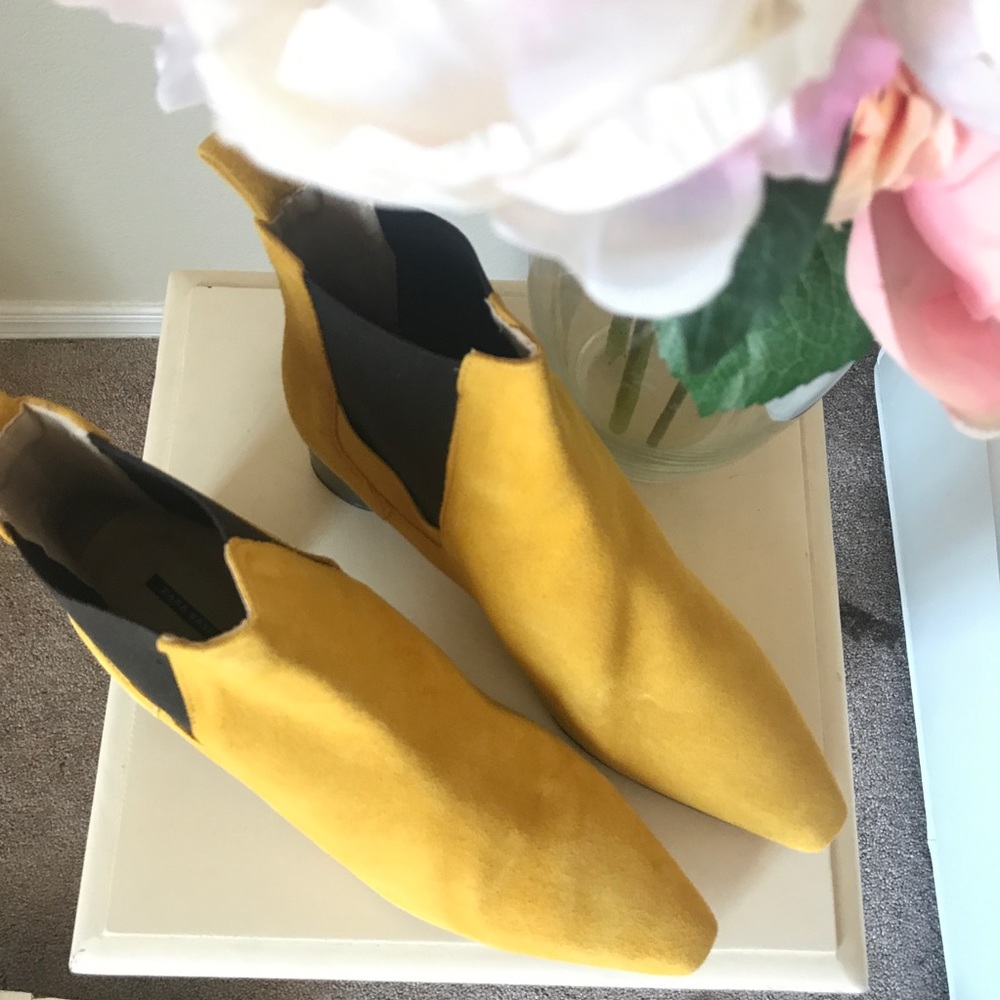 Zara Mustard Yellow Leather Ankle Boot - Picture 8 of 8