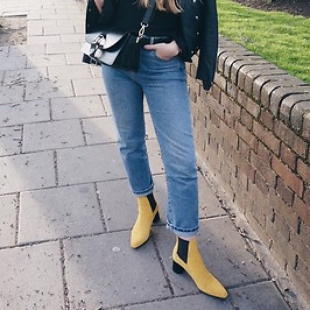 Zara Mustard Yellow Leather Ankle Boot - Picture 6 of 8