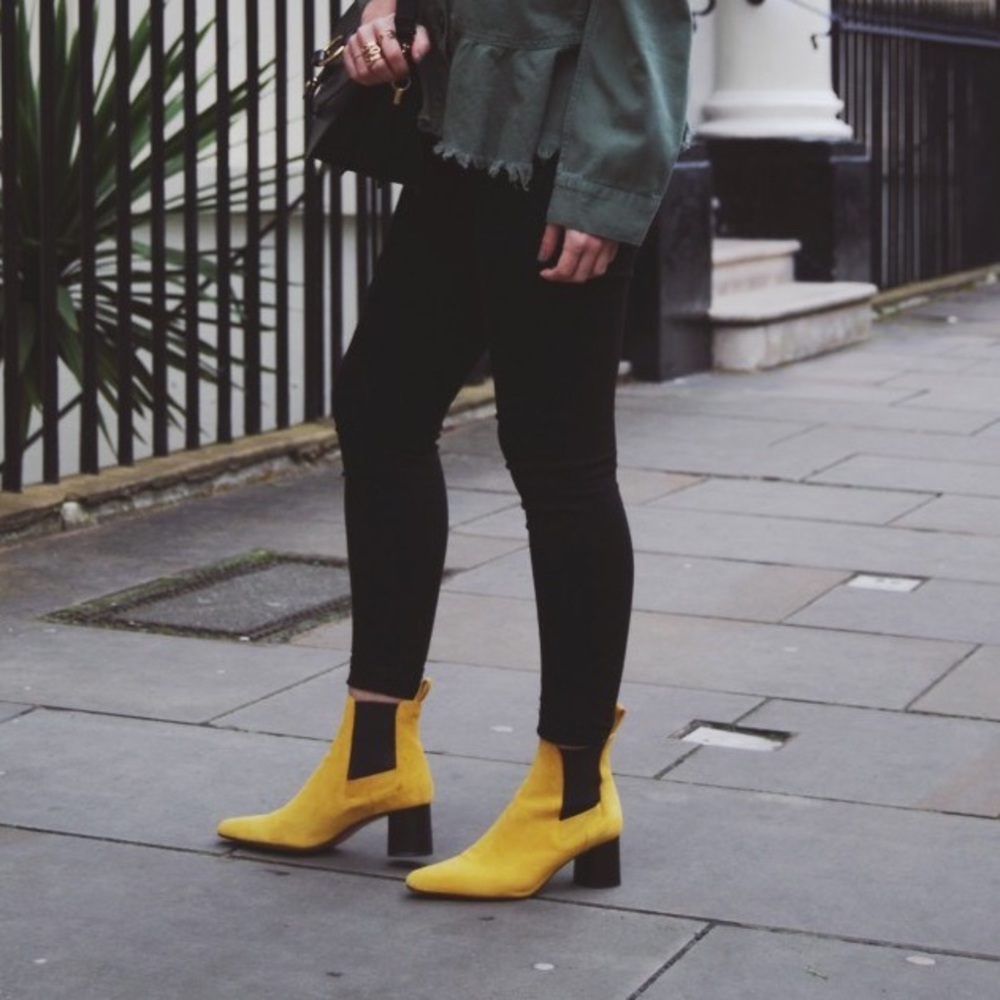 Zara Mustard Yellow Leather Ankle Boot - Picture 4 of 8