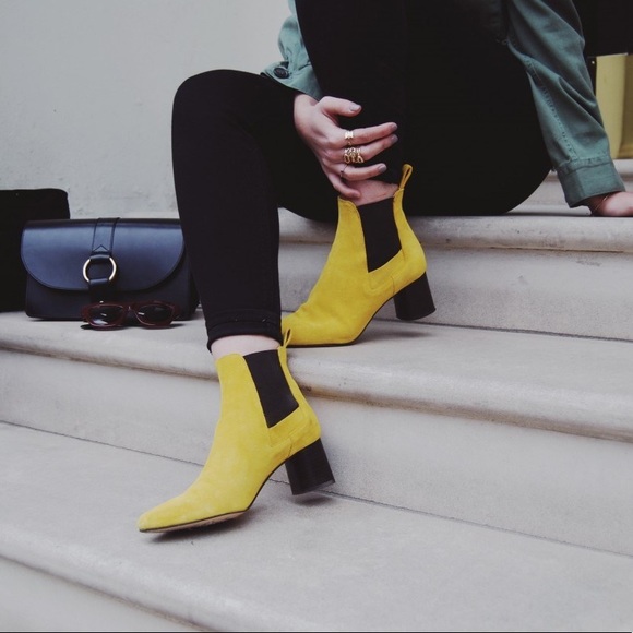 Zara Mustard Yellow Leather Ankle Boot - Picture 3 of 8