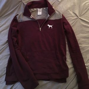 Victoria's Secret PINK burgundy half zip sweater
