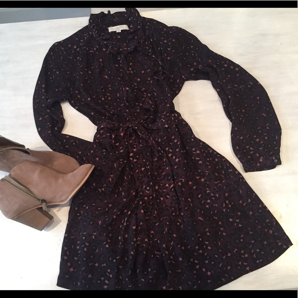 LOFT flowy business casual leopard dress